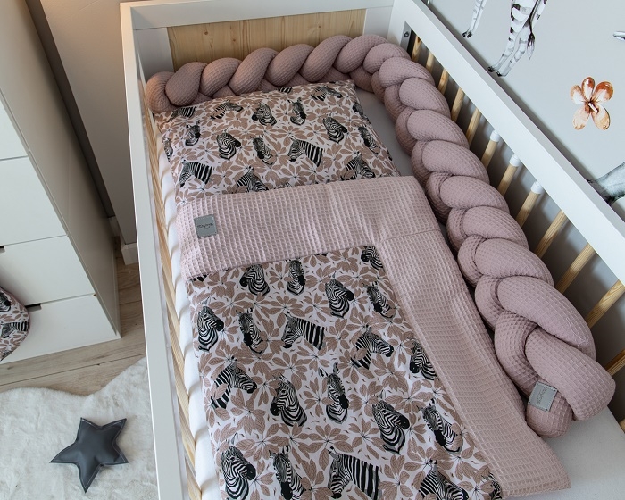 Baby Nellys 2-dílná sada do postýlky Vafel, bavlna LUX, Zebra