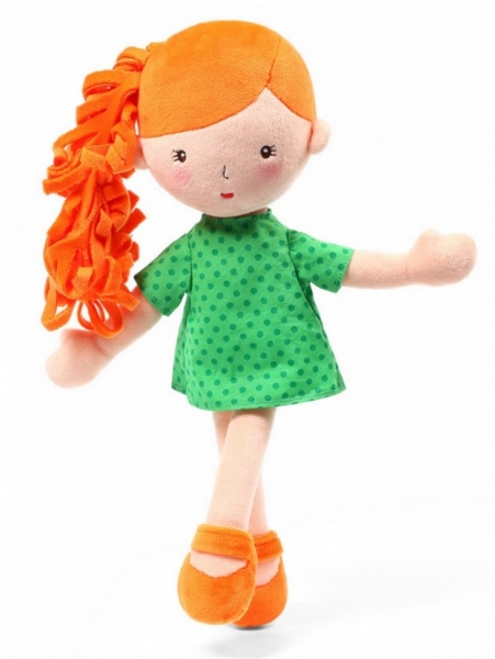 BabyOno Látková panenka Hannah - oranžová/zelená
