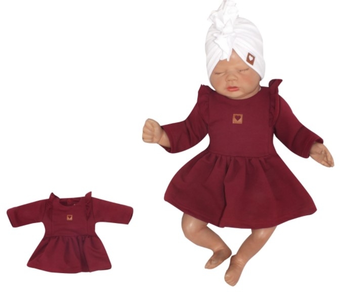 Z&Z Dětské teplákové šatičky/tunika Princess - bordó, vel. 86, Velikost: 86 (12-18m)