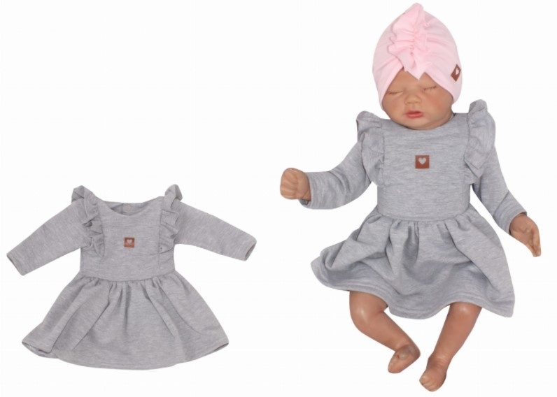 Z&Z Dětské teplákové šatičky/tunika Princess - šedé, vel. 68, Velikost: 68 (4-6m)