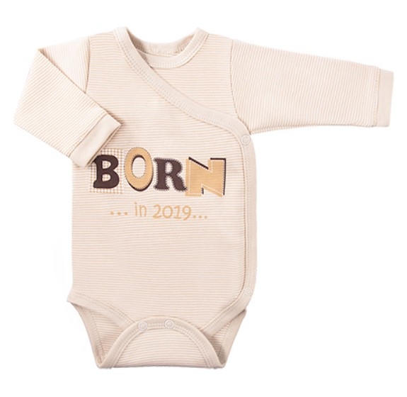 EEVI Kojenecké body dl. rukáv, zapínání bokem Happy Baby  - béžové