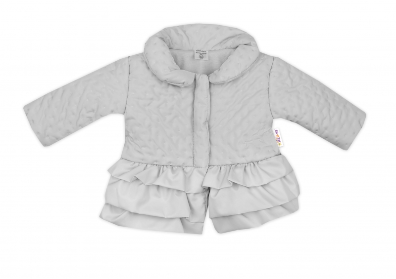 Baby Nellys Dětská přechodová bundička  s volánky, šedá, vel. 80