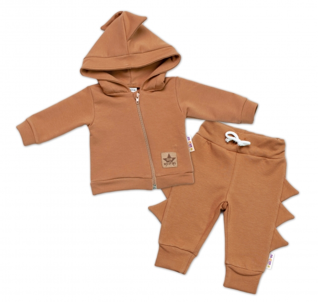BABY NELLYS Dětská tepláková souprava s kapucí Krokodýl - hnědá, vel. 68, Velikost: 68 (4-6m)
