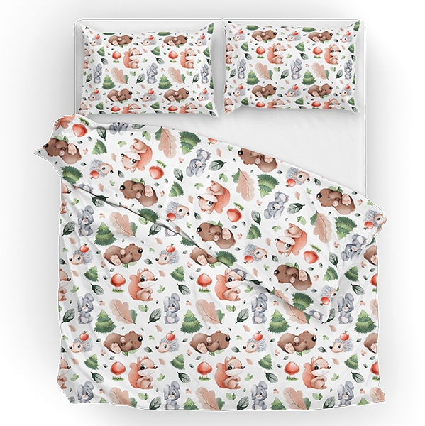 Baby Nellys 2-dílné bavlněné povlečení 140 x 200/70 x 90 - Lesní školka