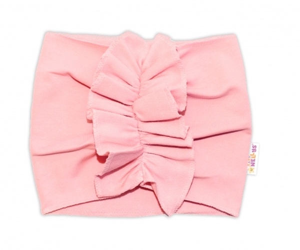 BABY NELLYS Dětská čelenka Turban, světle růžová, vel. 12-24 m