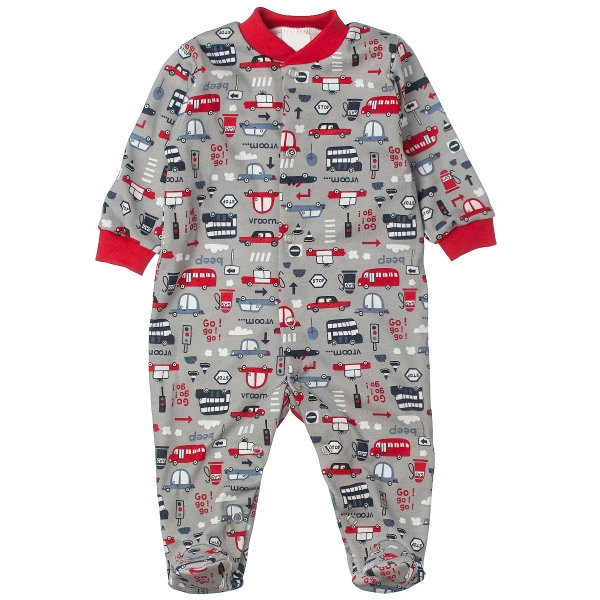 MBaby Bavlněný overálek - Autíčka, šedý, vel. 68