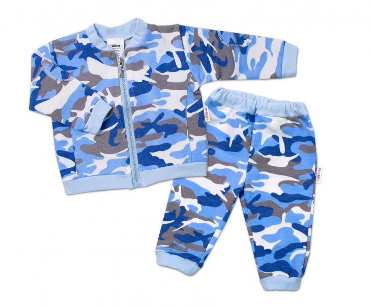 BABY NELLYS Kojenecká tepláková souprava Army, modrá, vel. 74