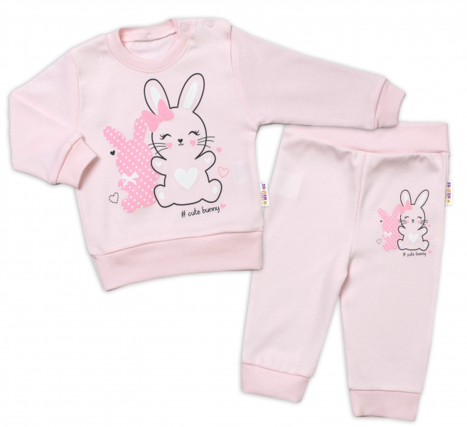 Baby Nellys Dětská tepláková souprava Cute Bunny - růžová, vel. 92, Velikost: 92 (18-24m)