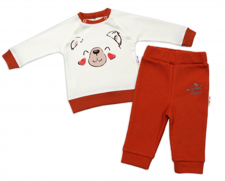 Baby Nellys Kojenecká tepláková souprava  Teddy, dvojí zap. u krku - smetanová, Velikost: 68 (4-6m)
