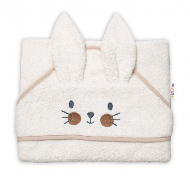 Baby Nellys Froté osuška s kapucí 80 x 80 cm Bunny - smetanová