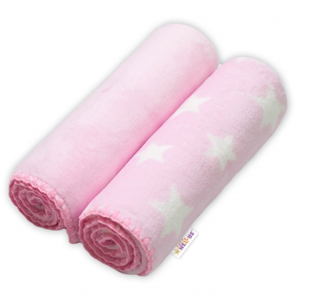 Baby Nellys Dětská Coral deka - Dual pack, 80x90 cm, Hvězdička, růžová