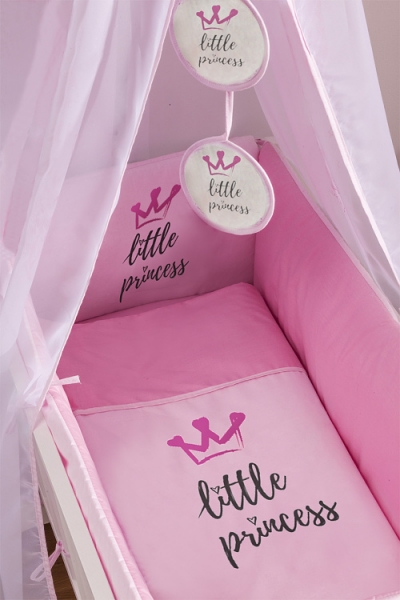 Baby Nellys 9-dílná sada do kolébky Little Princess + zavinovačka - růžová