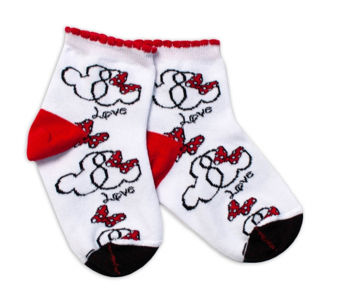 Baby Nellys Bavlněné ponožky Minnie Love - bílé