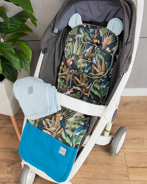 Baby Nellys 2-dílná sada do kočárku Vafel + bavlna PREMIUM, Papoušek