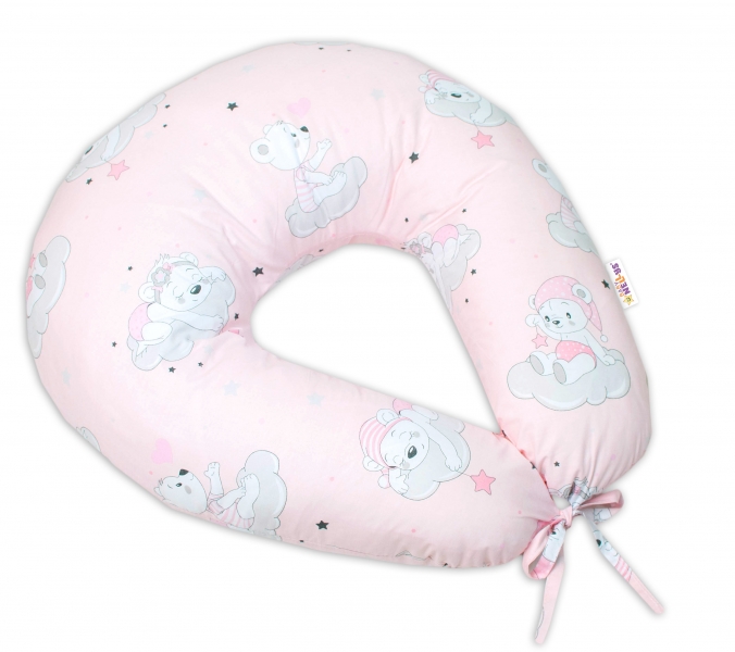 Baby Nellys Bavlněný kojící polštář, Mráček - růžová