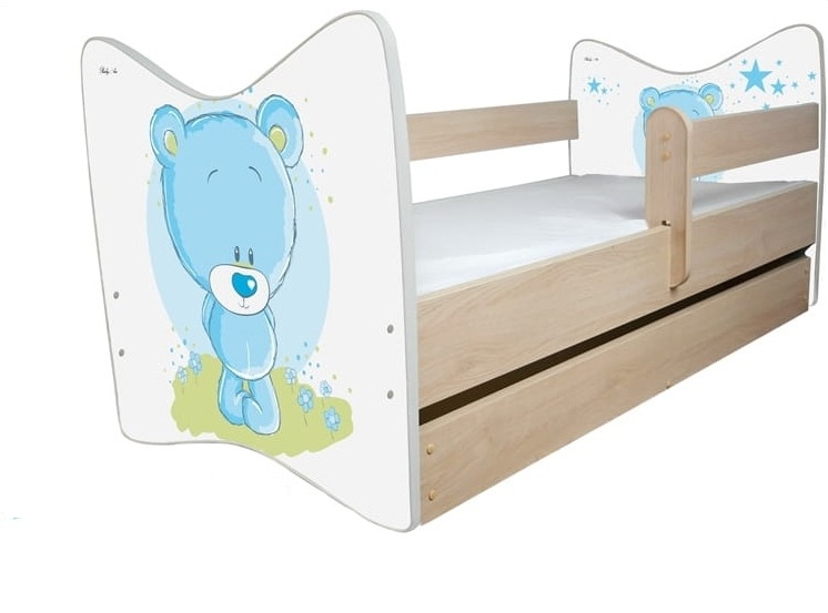 BabyBoo Dětská postýlka LUX Medvídek STYDLÍN modrý 140x70 cm  + ŠUPLÍK