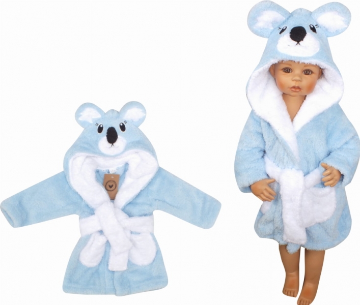 Z&Z Luxusní chlupáčkový župan s kapucí a páskem, Koala - modrá, vel. 92