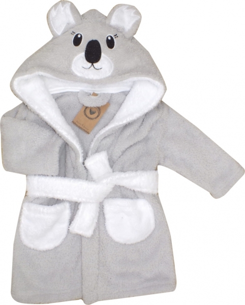 Z&Z Luxusní chlupáčkový župan s kapucí a páskem, Koala - šedá, vel. 92