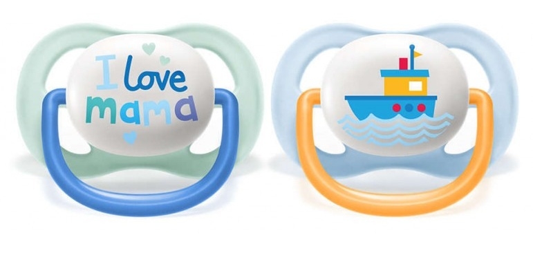 AVENT Dudlík Ultra Air Happy I Love mama, 0-6m - Lodička, modrá