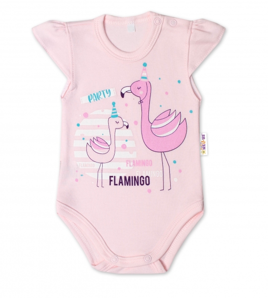 Baby Nellys Bavlněné kojenecké body, kr. rukáv, Flamingo - sv. růžové, vel. 62, Velikost: 62 (2-3m)