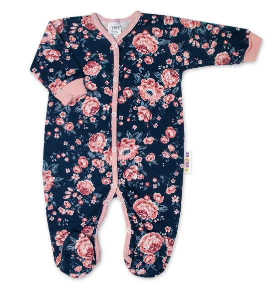 Baby Nellys Overálek Růžičky, zapínání uprostřed, granátový, vel. 74