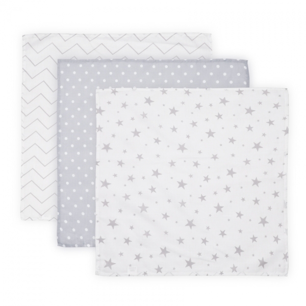 Extra měkké mušelínové plenky Lorelli set 3ks 80x80 CM TRIO GREY MIX