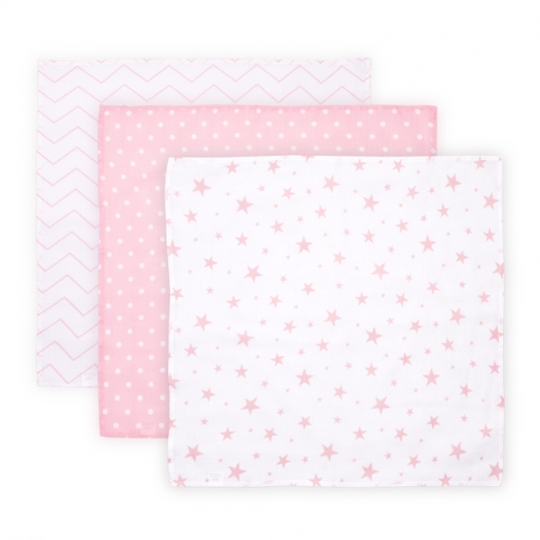 Extra měkké mušelínové plenky Lorelli set 3ks 80x80 CM TRIO PINK MIX