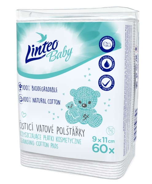 LINTEO BABY Čistící vatové polštářky 60 ks v balení