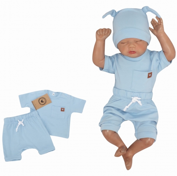 Z&Z 2-dílná sada tričko kr. rukáv, kraťásky s provázkem - modrá, vel. 80, Velikost: 80 (9-12m)