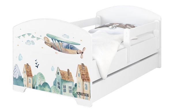 BabyBoo Dětská postel 140 x 70cm - Letadlo