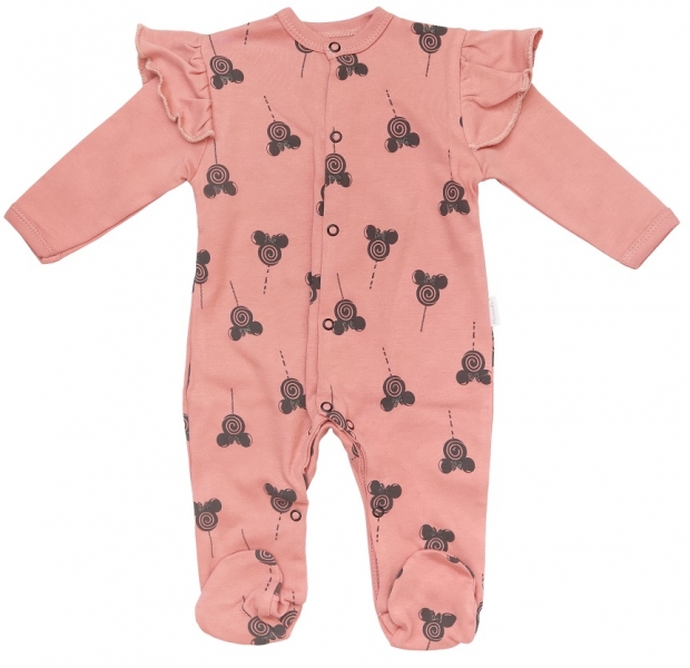 Mamatti Kojenecký bavlněný overálek New minnie - pudrový s potiskem , vel. 80