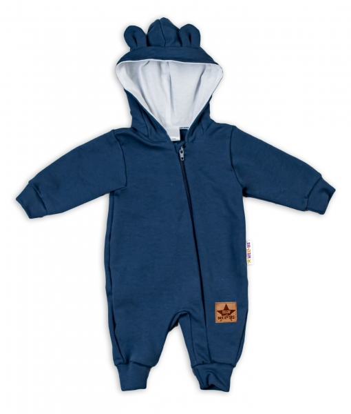 Baby Nellys Teplákový overal s kapucí Teddy - granátový, vel. 68, Velikost: 68 (3-6m)