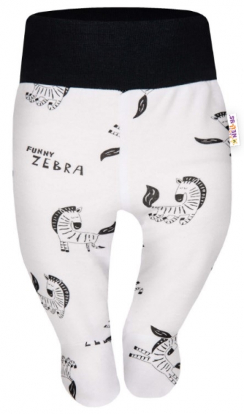 Baby Nellys Bavlněné polodupačky Funny Zebra - bílé, vel. 68, Velikost: 68 (3-6m)