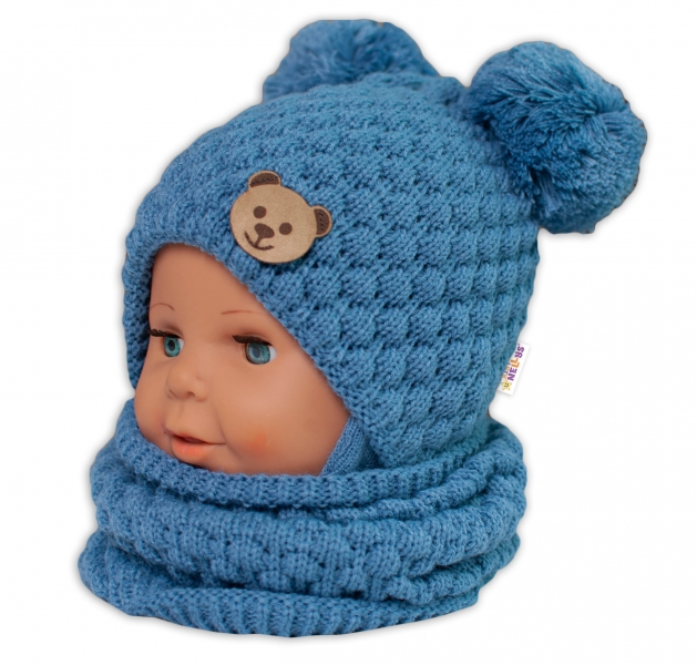 BABY NELLYS Pletený nákrčník/komínek  - modrý