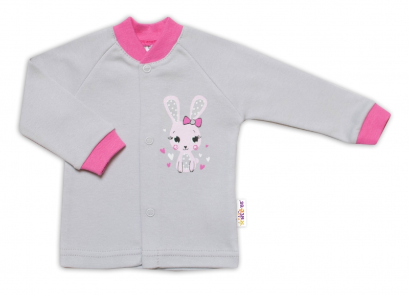 Baby Nellys Bavlněná košilka Lovely Bunny- šedá/růžová, vel. 74, Velikost: 74 (6-9m)