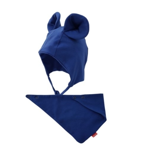 Bexa Bavlněná dvouvrstvá čepice na zavazování Miki + šátek - granátová, Velikost: 50-56 (0-2m)
