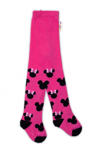 Baby Nellys Dětské punčocháče bavlněné, Minnie Mouse - malinové, vel. 104/110