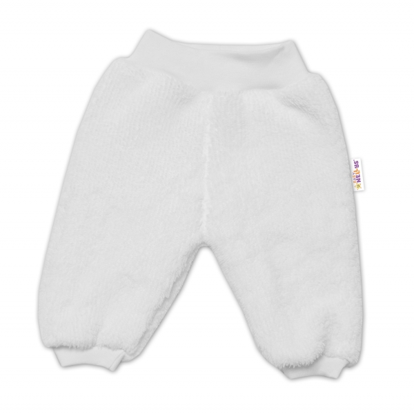 Baby Nellys Kojenecké chlupáčkové tepláčky Cute Bunny - bílá
