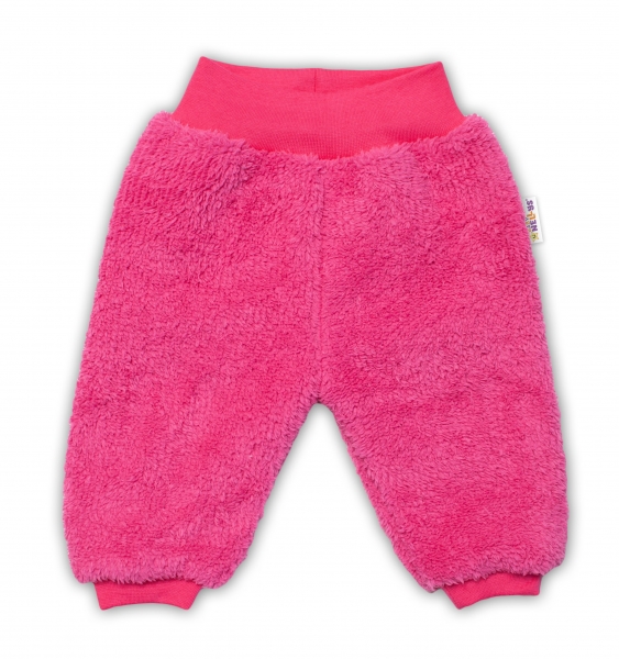 Baby Nellys Kojenecké chlupáčkové tepláčky Cute Bunny - malinové, vel. 80