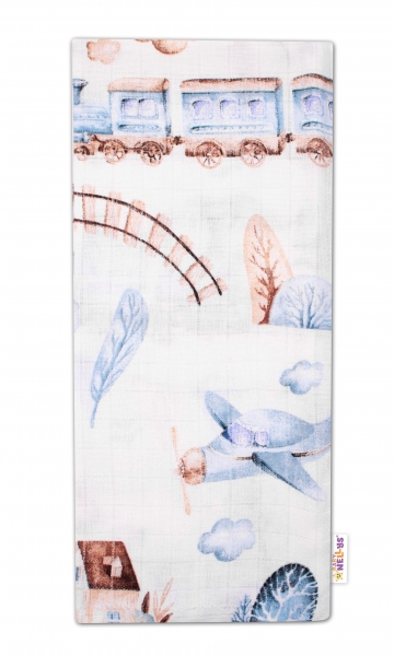 Baby Nellys Kvalitní bavlněná plenka - Tetra Premium, 70x80cm - Vláček, bílá