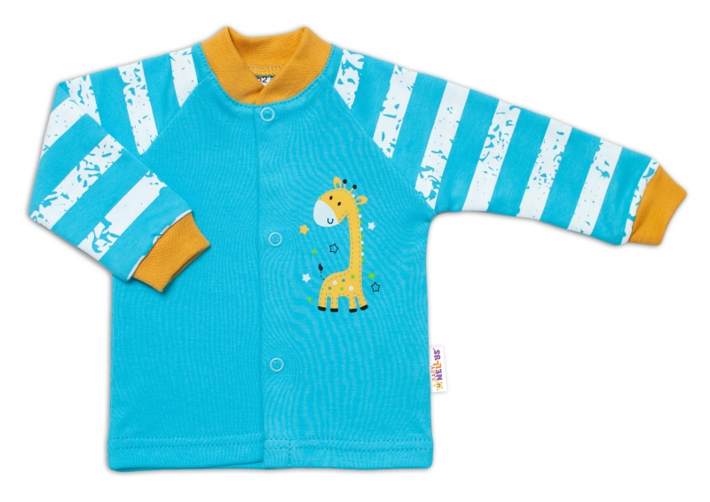 Baby Nellys Bavlněná košilka Giraffe, tyrkysová, vel. 62
