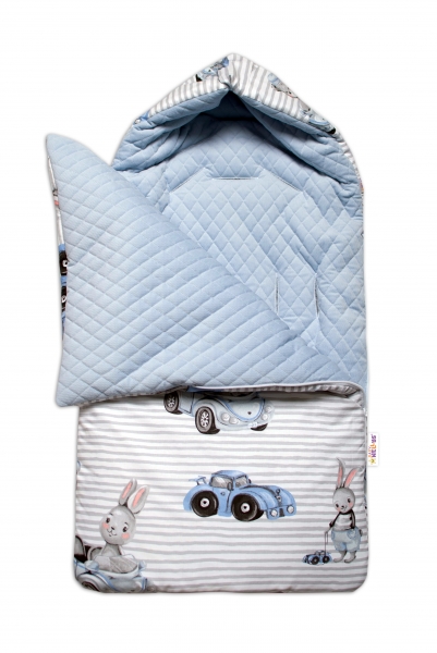 Baby Nellys Bavlněný fusak, prošívaný velvet, 45 x 95 cm - Baby Car, modrý