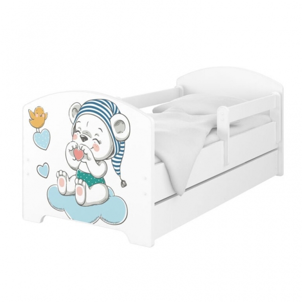 BabyBoo Dětská postel 140 x 70cm -  Medvídek s čepicí + šuplík