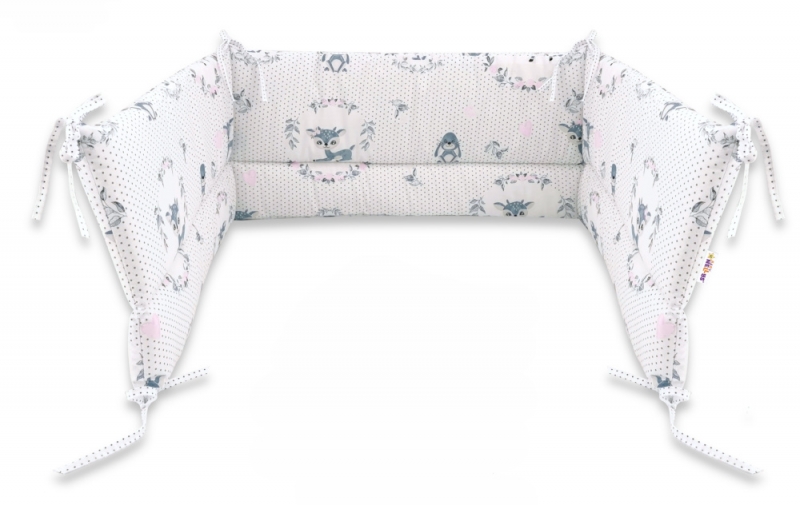 BABY NELLYS Mantinel do postýlky 140 x 70 cm, Koloušek - růžová, 420 x 30cm