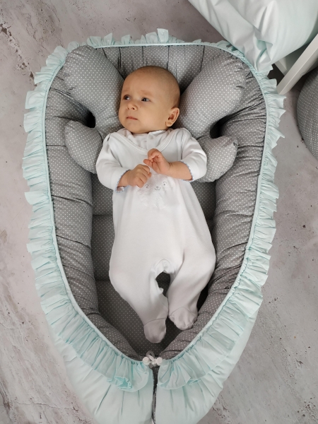 Baby Nellys Bavlněné oboustranné hnízdečko 55 x 75 cm, ROYAL - šedé