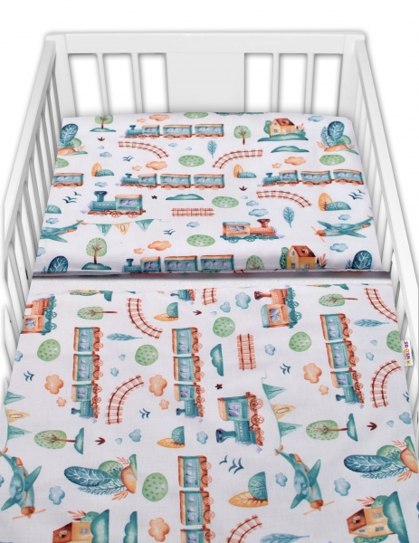 Baby Nellys 2-dílné bavlněné povlečení, Vláček a letadlo