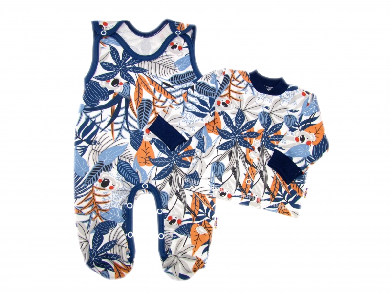 Baby Nellys  2-dílná sada, bavlněné dupačky s košilkou Jungle, vel. 56, Velikost: 56 (1-2m)