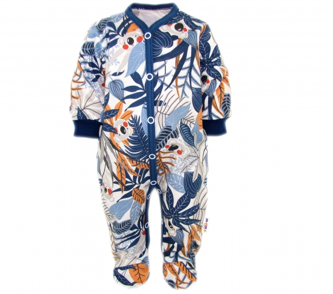 Baby Nellys Overálek Jungle, zapínání uprostřed, granát/ecru