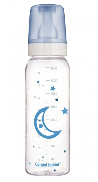 Canpol Babies Skleněná lahvička 240 ml Měsíček - modrá