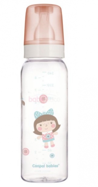 Canpol Babies Skleněná lahvička 240 ml Panenka - růžová
